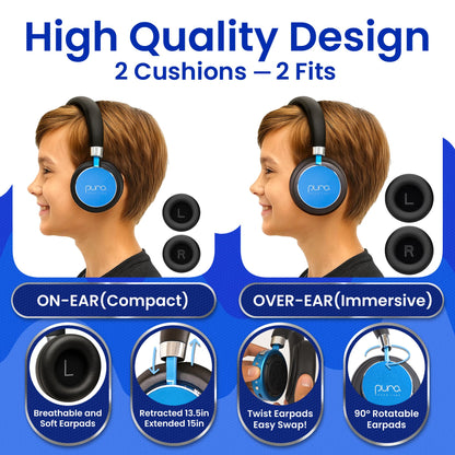 Puro Sound Labs Kids Wireless Headphones – Volume-Limiting 85dB, Built-in Mic, Studio-Grade Sound, 20-Hour Battery Life, Comfortable & Easy to Connect Kids Bluetooth Headphones – BT2200 Plus, Purple