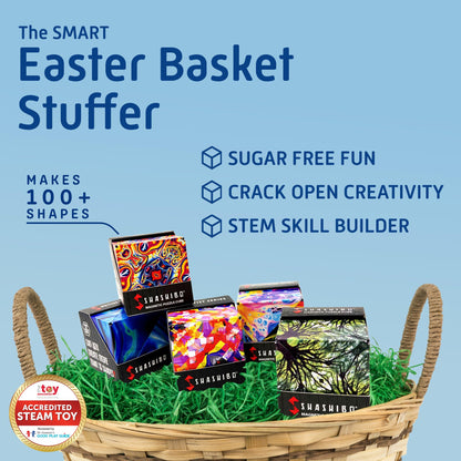 Shashibo Shape Shifting Box - Award-Winning STEM Fidget Toy with Ultra Strong Magnets - Puzzle Cube Transforms Into 100+ Shapes, Perfect Sensory Gift for Kids, Teens, and Adults (Spaced Out)