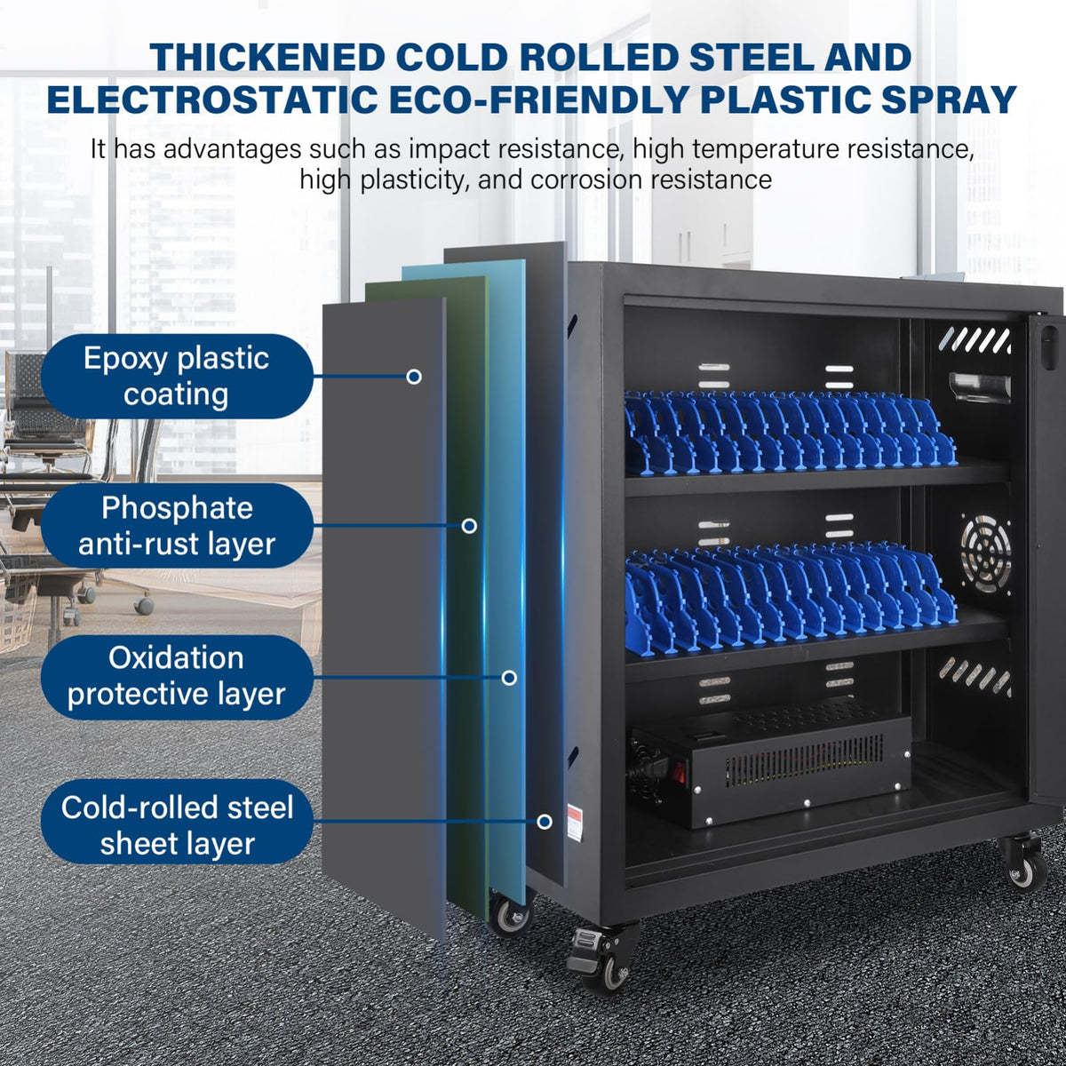 30 Device Mobiles Phone Charging Cart, Mobiles Charging Cabinet for Cell Phone, Rechargeable Cellphone Locker Storage Chargings Station, for Phones/Mini Tablets, School and Enterprise