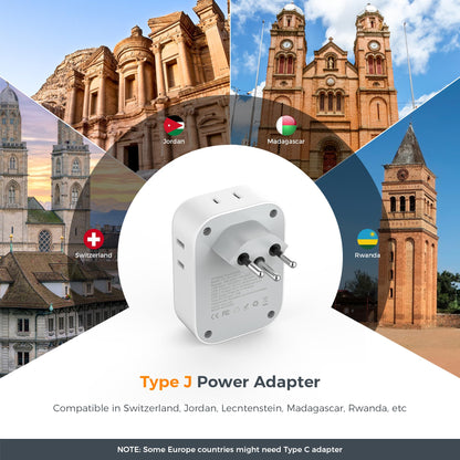 2 Pack European Plug Adapter USB C, TESSAN US to Europe Adapter 4 Outlets 3 USB Charger, Type C International Power Adaptor to Italy Spain France Portugal Iceland Germany, Europe Travel Essentials