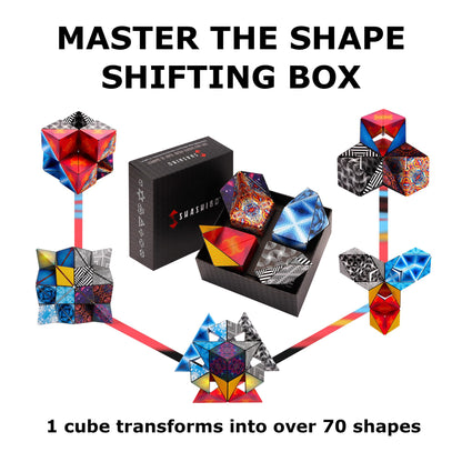 Shashibo Shape Shifting Box - Award-Winning STEM Fidget Toy with Ultra Strong Magnets - Puzzle Cube Transforms Into 100+ Shapes, Perfect Sensory Gift for Kids, Teens, and Adults (Spaced Out)