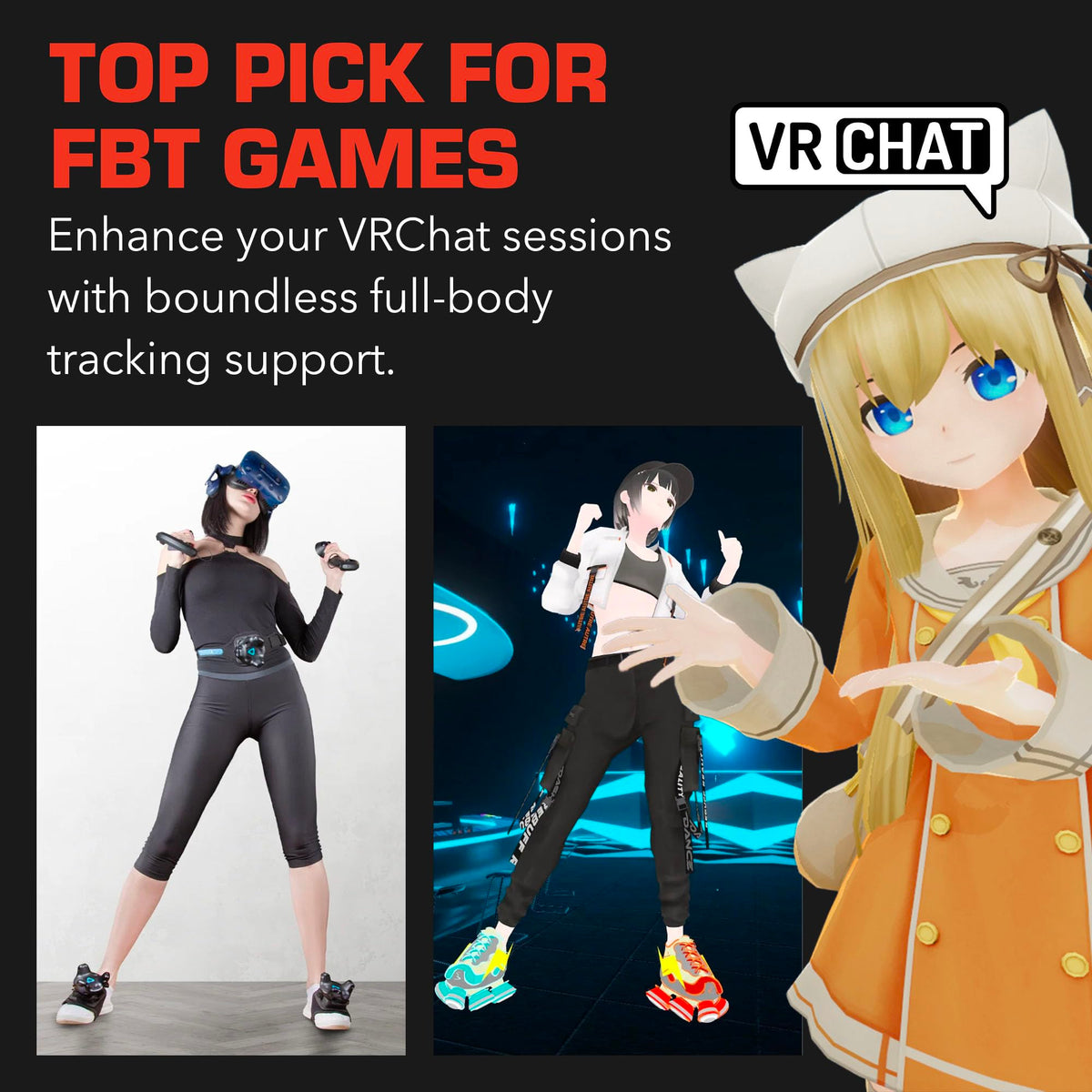 Rebuff Reality Trackstraps for Vive Tracker - Adjustable VR Full Body Tracking Straps, VR Chat Motion Capture, Compatible with Vive Tracker 3.0 2.0 Ultimate, Tundra, (Tracker Sold Separately) Black
