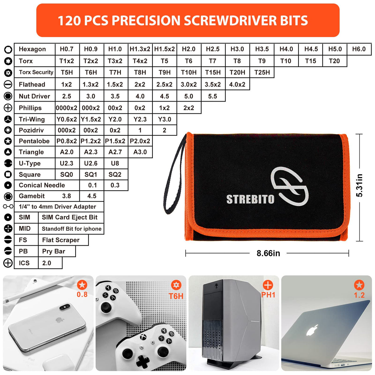 STREBITO Electronics Precision Screwdriver Sets 142-Piece with 120 Bits Magnetic Repair Tool Kit for iPhone, MacBook, Computer, Laptop, PC, Tablet, PS4, Xbox, Nintendo, Game Console