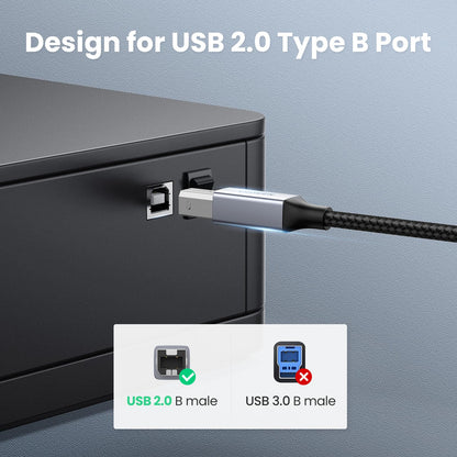 UGREEN USB B to USB C 6 FT Printer Cable, Nylon USB B to C Cord for MacBook Pro/Air, MIDI Cable Compatible with Yamaha Piano Keyboard, DAC, DJ Controller for iPad