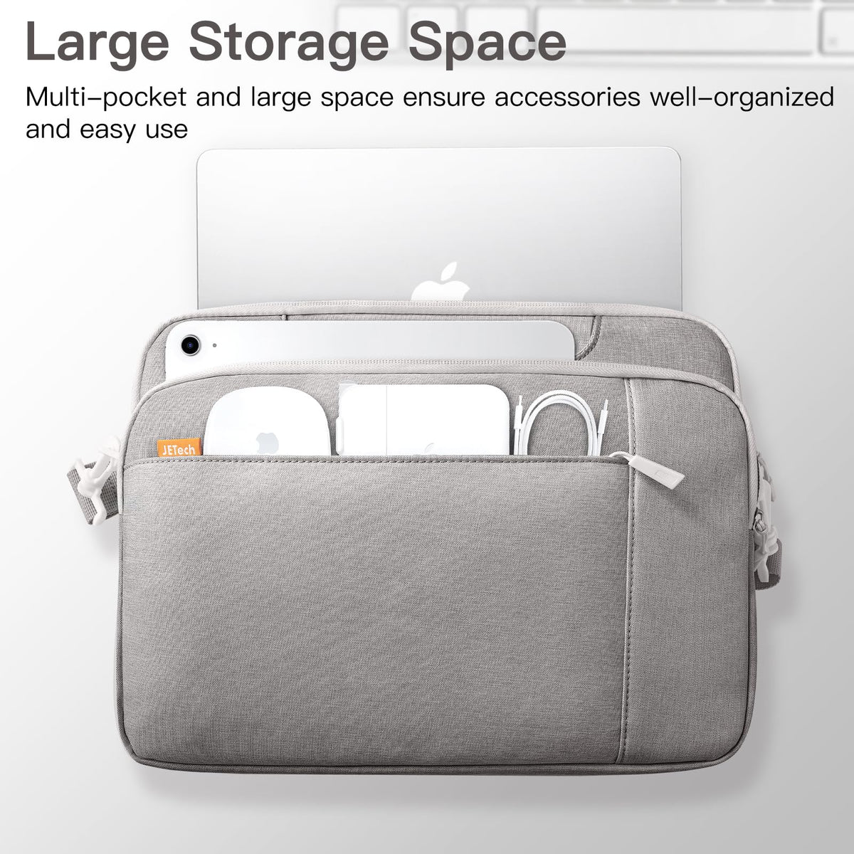 JETech 15 15.6 16 Inch Laptop Bag Case, Waterproof Computer Sleeve Cover Compatible with MacBook Air/Pro 15/16, Surface Book 3/2 15, Dell Inspiron 15.6, HP Pavilion 15.6 (Light Grey)