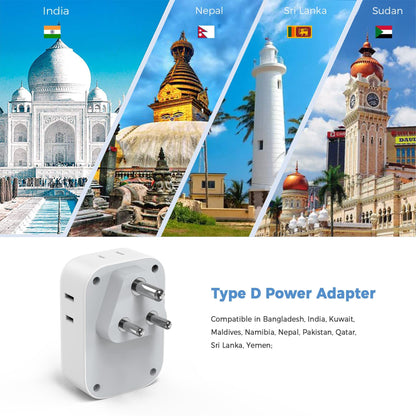 2 Pack European Plug Adapter USB C, TESSAN US to Europe Adapter 4 Outlets 3 USB Charger, Type C International Power Adaptor to Italy Spain France Portugal Iceland Germany, Europe Travel Essentials