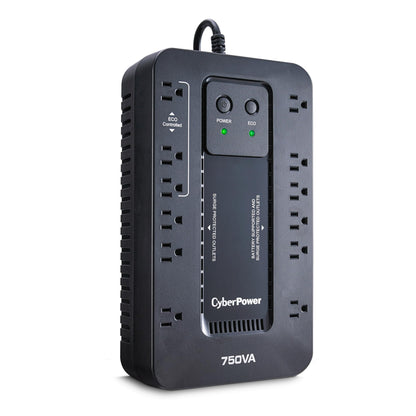 CyberPower EC850LCD Ecologic UPS Battery Backup and Surge Protector, 850VA/510W, 12 Outlets, ECO Mode, Compact, UL Certified