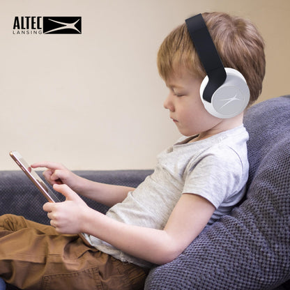 Altec Lansing Kid Safe Noise Cancelling Wireless Headphones 15H Battery, 85dB Volume Limit, Foldable Design Powerful Sound, Active Noise Cancellation Perfect for Kids Ages 7+ (Whiteout Pop Pink)