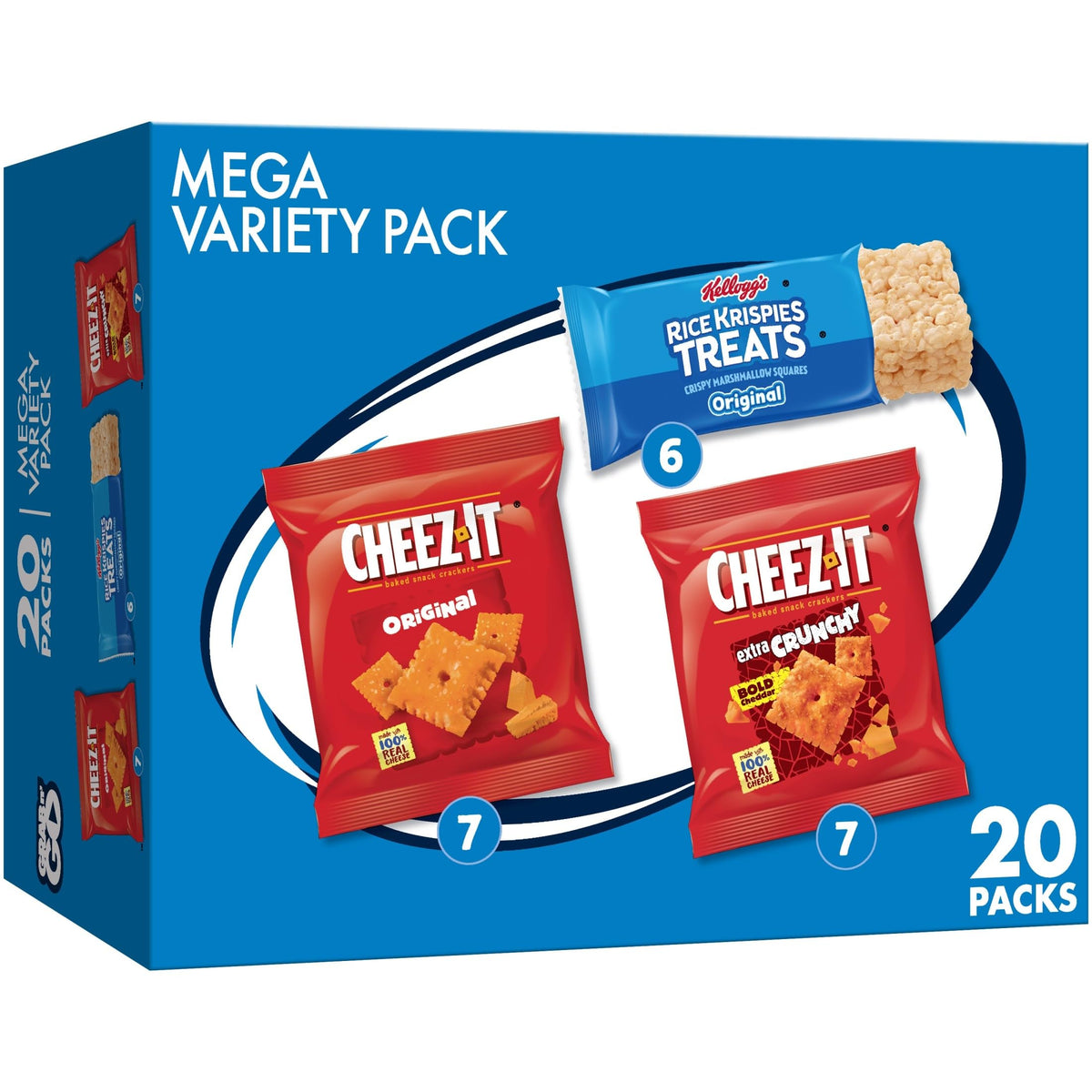 Kellogg's Cheez-It, Pringles & Rice Krispies Treats Snacks Mega Variety Pack, 30.1oz Box (30 Count)