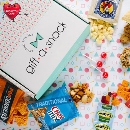 Gift A Snack - Fathers Day Treats Snack Box Variety Pack Care Package + Greeting Card (40 Count) Birthday Sweet Treats Gift Basket, Candies Chips Crackers Bars Office Food Assortments & Variety Gifts