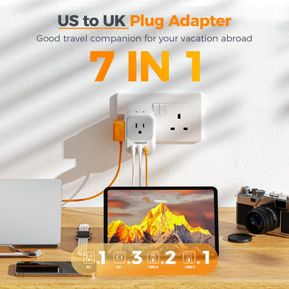 2 Pack European Plug Adapter USB C, TESSAN US to Europe Adapter 4 Outlets 3 USB Charger, Type C International Power Adaptor to Italy Spain France Portugal Iceland Germany, Europe Travel Essentials