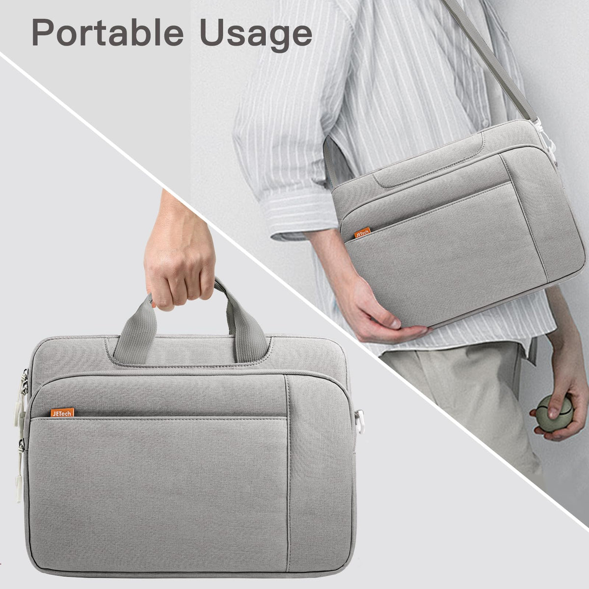 JETech 15 15.6 16 Inch Laptop Bag Case, Waterproof Computer Sleeve Cover Compatible with MacBook Air/Pro 15/16, Surface Book 3/2 15, Dell Inspiron 15.6, HP Pavilion 15.6 (Light Grey)