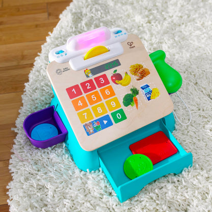 Baby Einstein + Hape Magic Touch Toy Cash Register Pretend to Check Out Toy, Real Sounds and Music, Ages 1, 2, 3, 4+