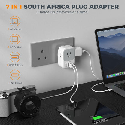 2 Pack European Plug Adapter USB C, TESSAN US to Europe Adapter 4 Outlets 3 USB Charger, Type C International Power Adaptor to Italy Spain France Portugal Iceland Germany, Europe Travel Essentials
