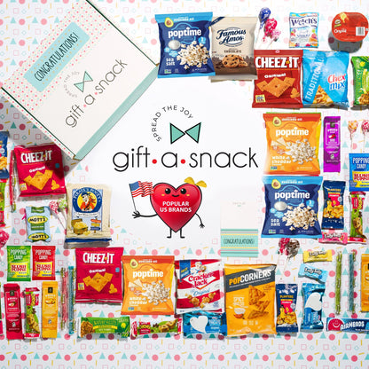 Gift A Snack - Fathers Day Treats Snack Box Variety Pack Care Package + Greeting Card (40 Count) Birthday Sweet Treats Gift Basket, Candies Chips Crackers Bars Office Food Assortments & Variety Gifts