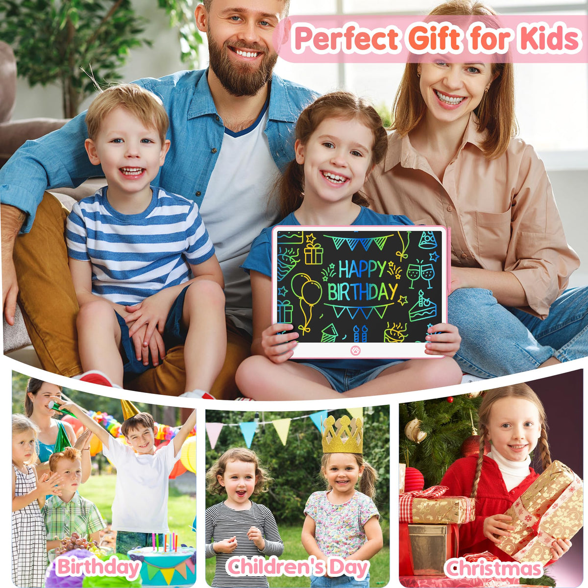 Hockvill LCD Writing Tablet for Kids 8.8 Inch, Toys for Girls Boys Drawing Pad for 3 4 5 6 7 Year Old Kids Toys, Children Christmas Birthday Gift for Kids Toddler Doodle Board Travel Essentials