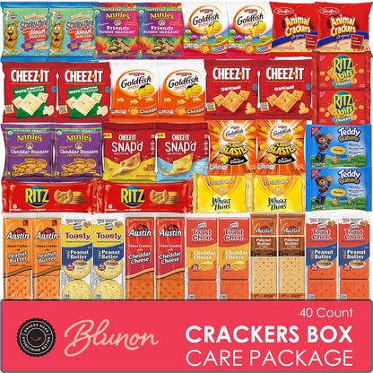 Crackers Variety Pack - Individually Wrapped Assortment - Sampler Bulk Care Package Gift Box - Snack Pack (40 Count)