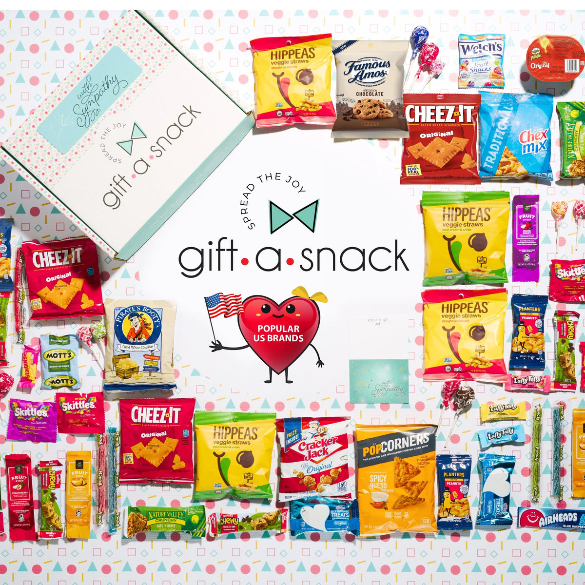 Gift A Snack - Fathers Day Treats Snack Box Variety Pack Care Package + Greeting Card (40 Count) Birthday Sweet Treats Gift Basket, Candies Chips Crackers Bars Office Food Assortments & Variety Gifts