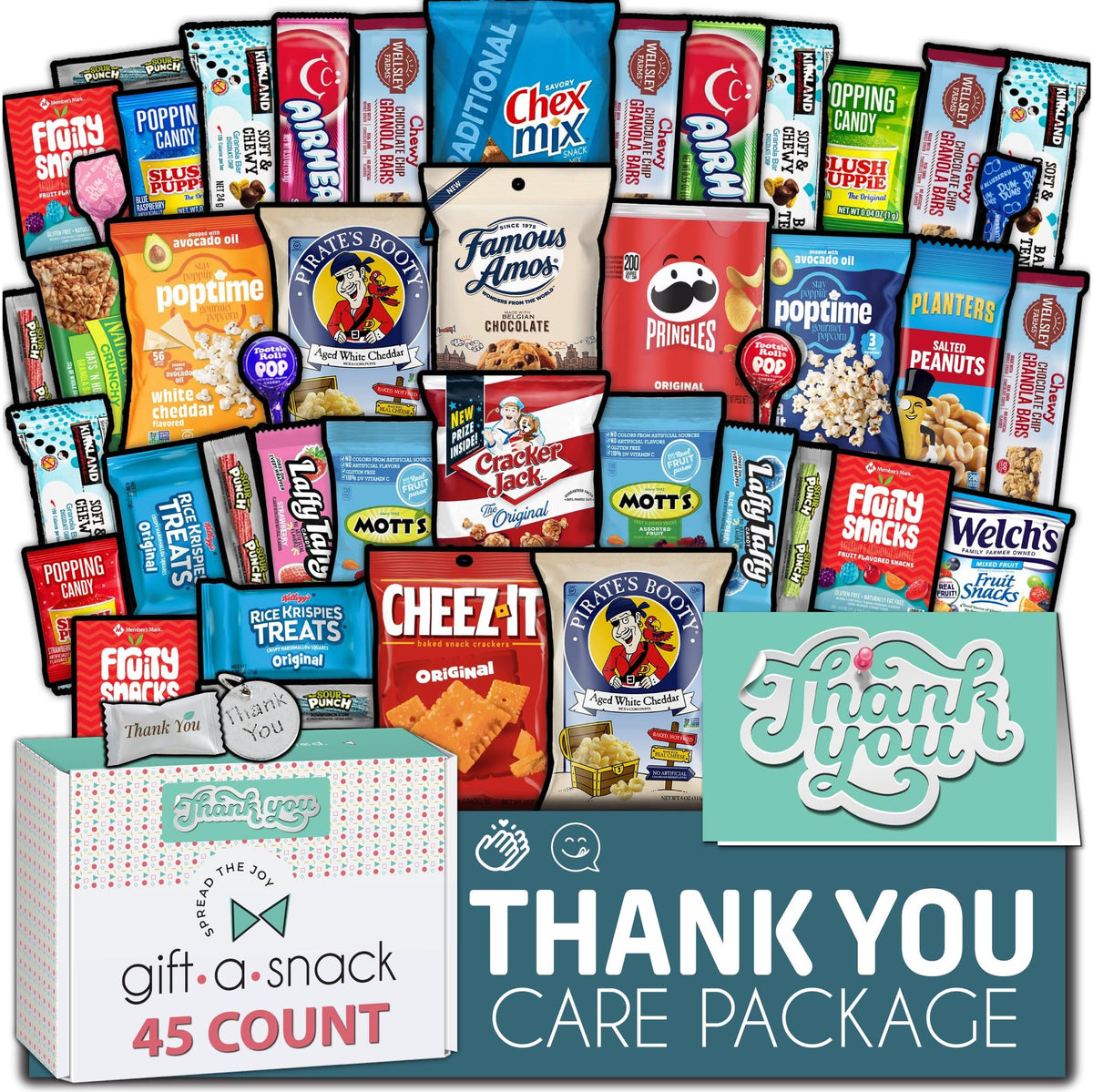 Gift A Snack - Fathers Day Treats Snack Box Variety Pack Care Package + Greeting Card (40 Count) Birthday Sweet Treats Gift Basket, Candies Chips Crackers Bars Office Food Assortments & Variety Gifts