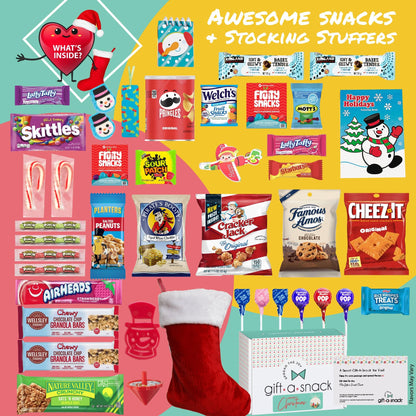 Gift A Snack - Fathers Day Treats Snack Box Variety Pack Care Package + Greeting Card (40 Count) Birthday Sweet Treats Gift Basket, Candies Chips Crackers Bars Office Food Assortments & Variety Gifts