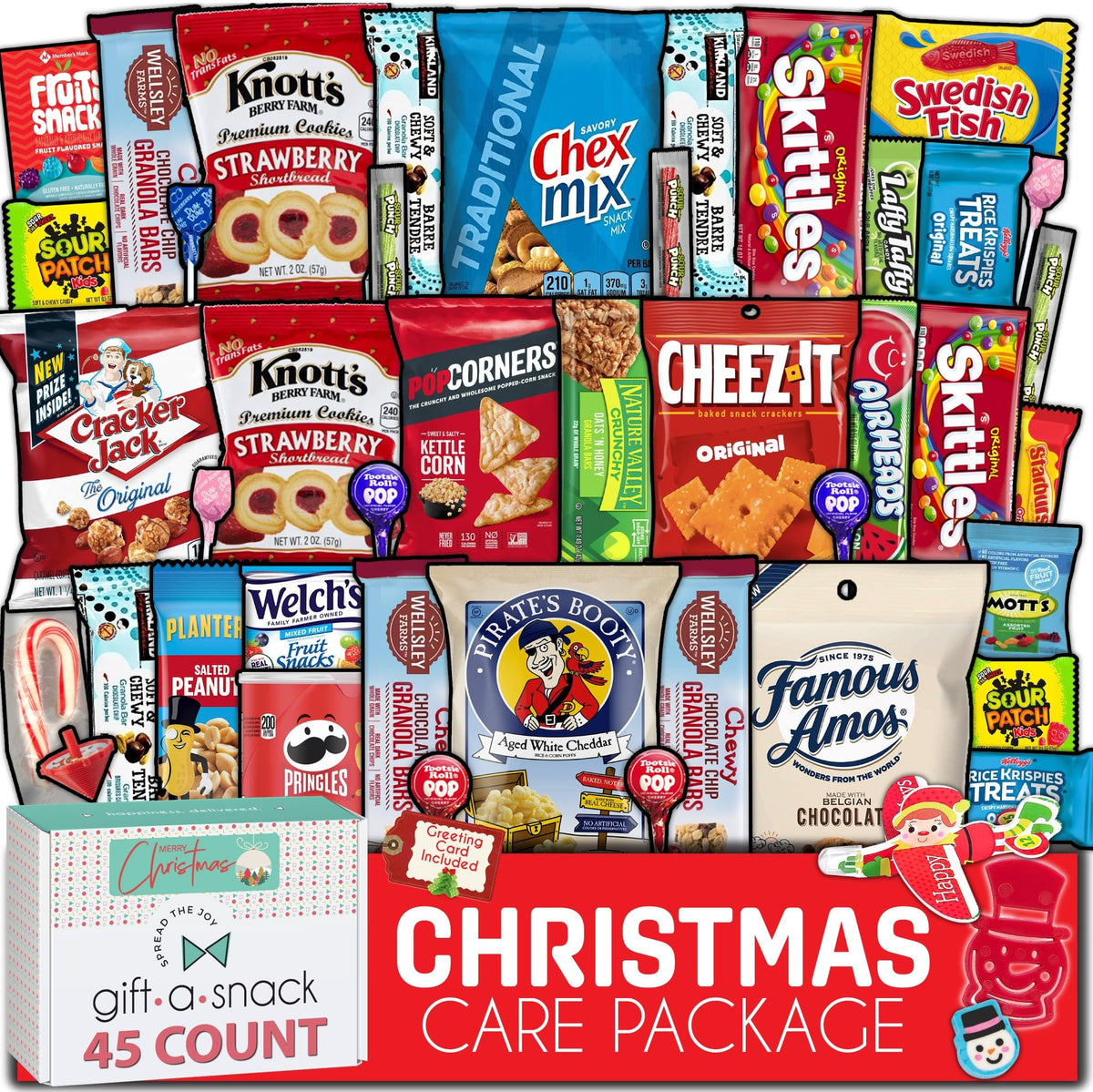 Gift A Snack - Fathers Day Treats Snack Box Variety Pack Care Package + Greeting Card (40 Count) Birthday Sweet Treats Gift Basket, Candies Chips Crackers Bars Office Food Assortments & Variety Gifts