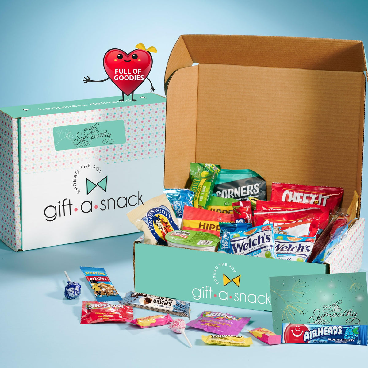 Gift A Snack - Fathers Day Treats Snack Box Variety Pack Care Package + Greeting Card (40 Count) Birthday Sweet Treats Gift Basket, Candies Chips Crackers Bars Office Food Assortments & Variety Gifts