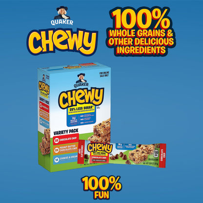 Quaker Chewy Granola Bars, Chewy & Dipps Variety Pack, 58 Count