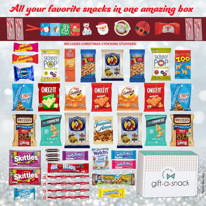 Gift A Snack - Fathers Day Treats Snack Box Variety Pack Care Package + Greeting Card (40 Count) Birthday Sweet Treats Gift Basket, Candies Chips Crackers Bars Office Food Assortments & Variety Gifts