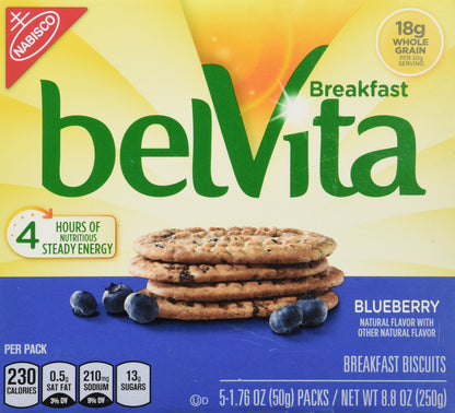 belVita Breakfast Bars Biscuits Variety Pack, 4 Flavors, 30 Total Packs, 6 Boxes (4 Biscuits Per Pack) (Pack of 2)