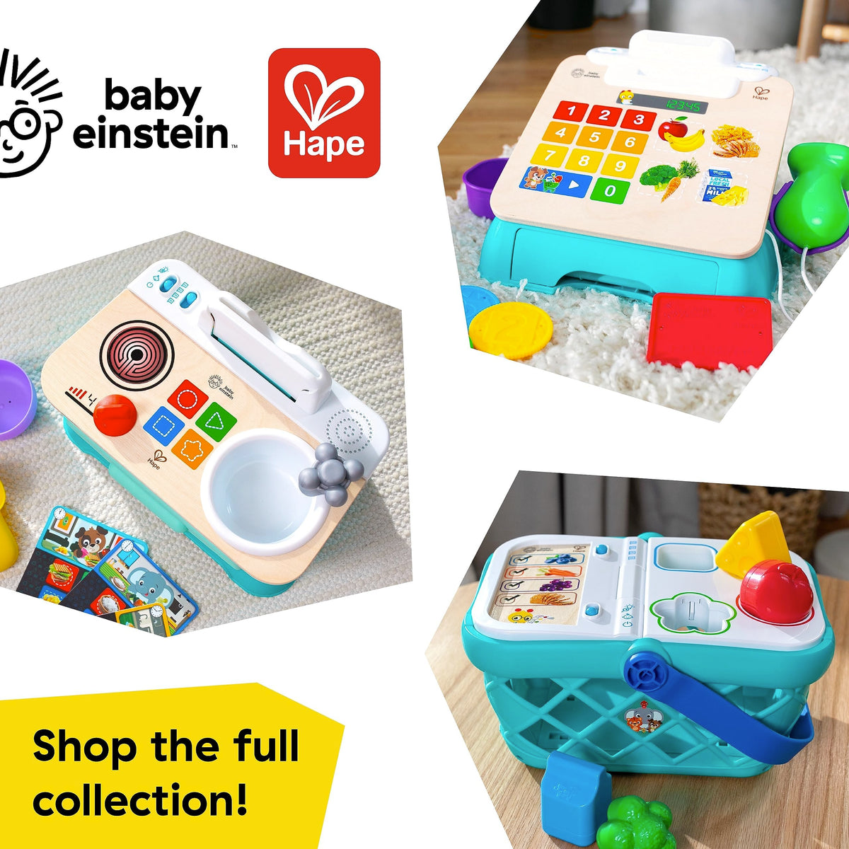 Baby Einstein + Hape Magic Touch Toy Cash Register Pretend to Check Out Toy, Real Sounds and Music, Ages 1, 2, 3, 4+