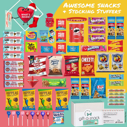 Gift A Snack - Fathers Day Treats Snack Box Variety Pack Care Package + Greeting Card (40 Count) Birthday Sweet Treats Gift Basket, Candies Chips Crackers Bars Office Food Assortments & Variety Gifts